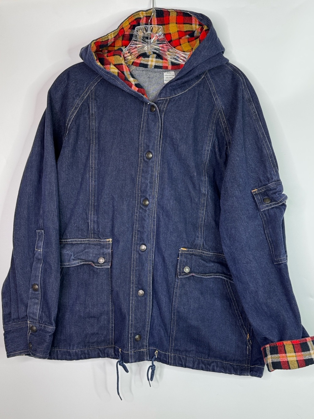 Blue Denim Hooded Flannel Jacket Size XXL